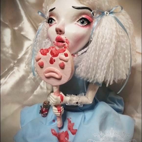 ALICE ODDITY HORROR PUPPET CREEPY ARTIST DOLL OOAK Adorable Gothic Halloween - Picture 8 of 15